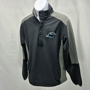 Men's Carolina Panthers NFL Team Apparel 1/4 Zip Pullover Jacket L Black/Grey